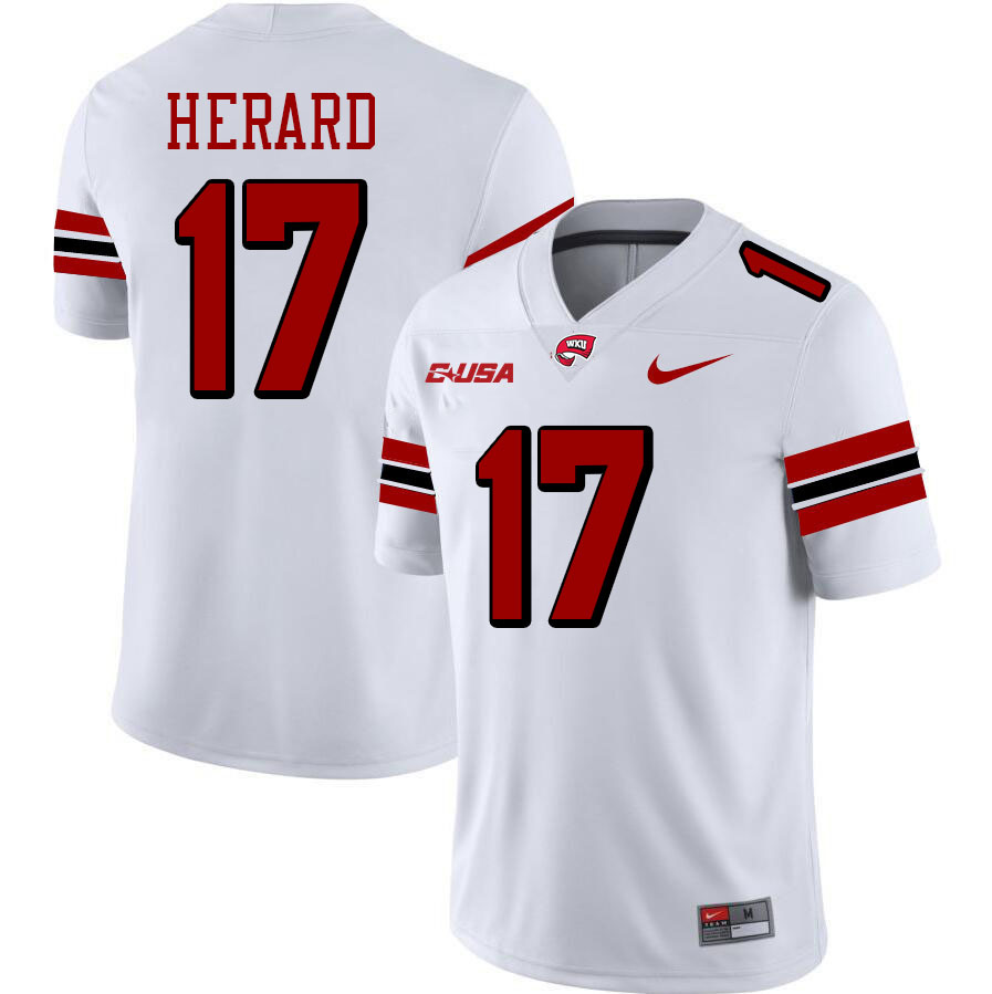 Dave Herard WKU Jersey, Western Kentucky Hilltoppers #17 Dave Herard Jersey Youth-White